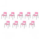 Ver imagem 1 de Kit 9 Cadeira Iso Infantil Creche, Base Cinza Rosa