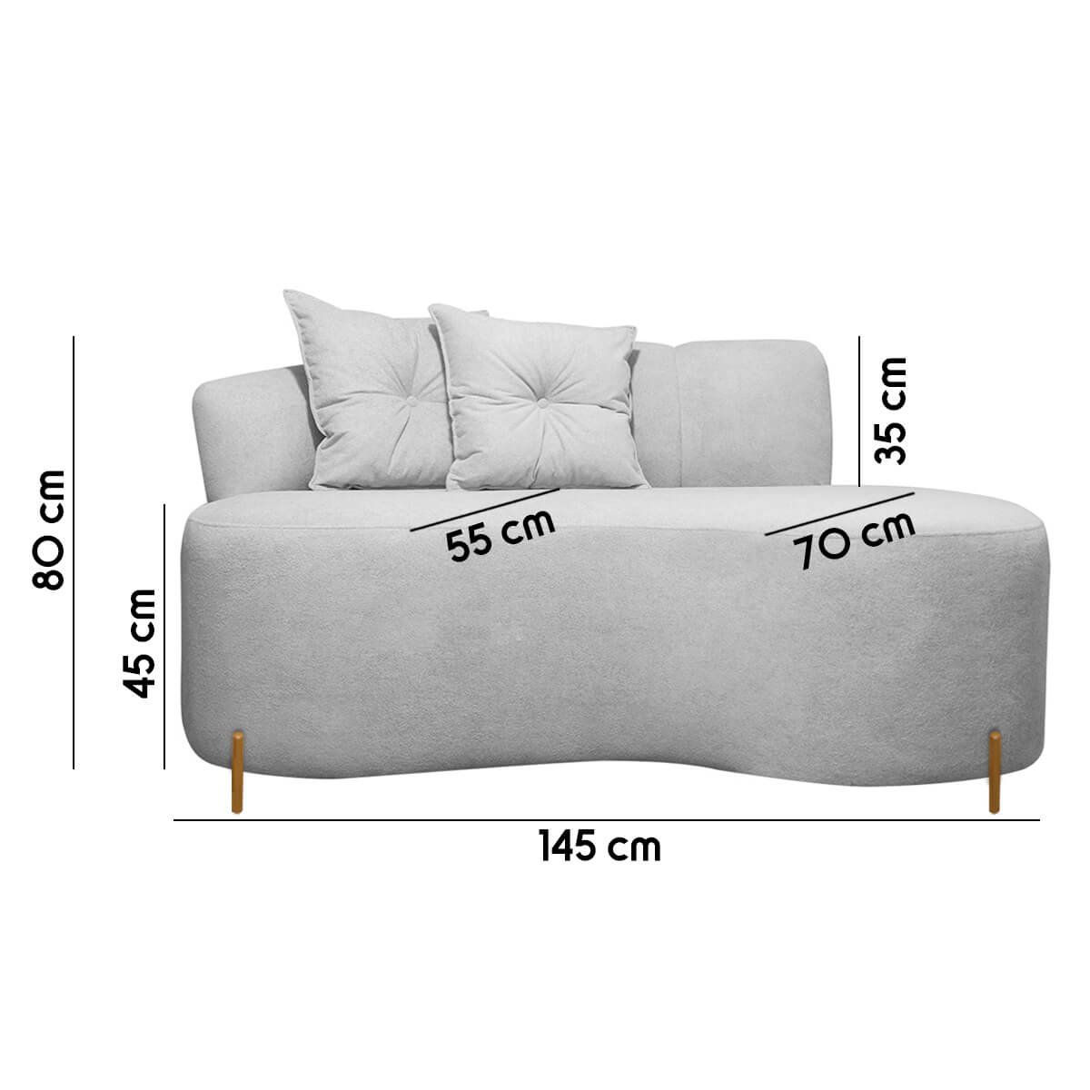 Sofá Orgânico 2 Lugares Living Grécia 1,45m Linho Bouclê Cinza Sofa Store - 8