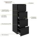 Ver imagem 5 de Kit 2 Gaveteiros Arquivo 4 Gavetas para Pastas Suspensas KUAQ40 Kuadra Yescasa Preto