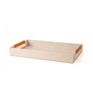 BANDEJA EM MDF COM REVESTIMENTO EM LINHO 5X40X24CM