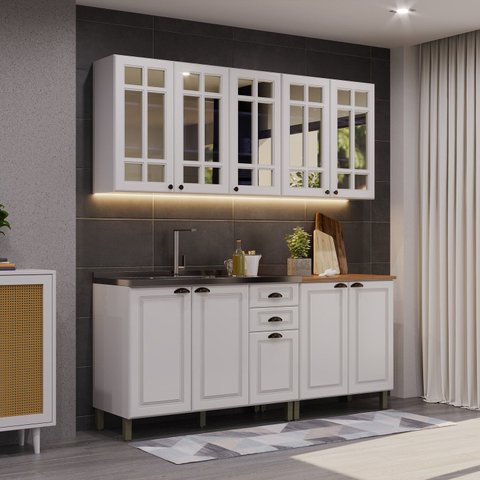Cozinha Americana Modulada 4 Peças com Vidro Reflecta Paris