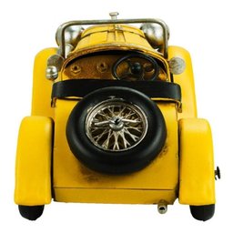 Carro Esportivo Amarelo 12,5x13x31cm Estilo Retrô - Vintage - 5
