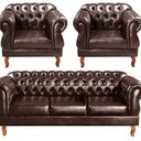 Ver imagem 1 de Conjunto Sofá Duquesa Chesterfield 3 Lugares + 2 Poltronas