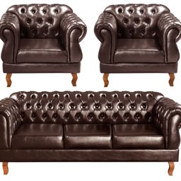 Conjunto Sofá Duquesa Chesterfield 3 Lugares + 2 Poltronas - 1