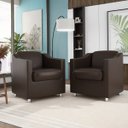 Ver imagem 2 de Kit 4 Poltronas para Recepção Consultorio Médico – Balaqui Cor:Courino Marrom