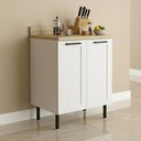 Ver imagem 1 de Balcão com Tampo para Cozinha 2 Portas e 1 Prateleira 60cm TM4315 MDF Grazi Branco/Carvalho Tropical