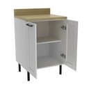 Ver imagem 4 de Balcão com Tampo para Cozinha 2 Portas e 1 Prateleira 60cm TM4315 MDF Grazi Branco/Carvalho Tropical