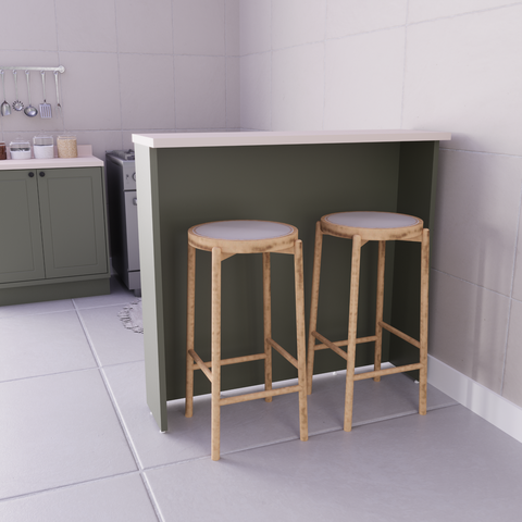 Bancada Ilha 120cm 100% MDF Cozinha Sevilha Verde/Hill/Cinza Argila