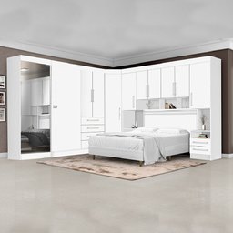 Dormitório Completo Georgia para Cama Box Casal 1,38m Branco J&a - 2