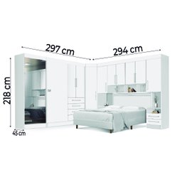 Dormitório Completo Georgia para Cama Box Casal 1,38m Branco J&a - 3