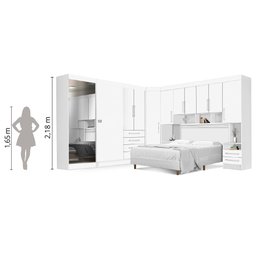 Dormitório Completo Georgia para Cama Box Casal 1,38m Branco J&a - 7