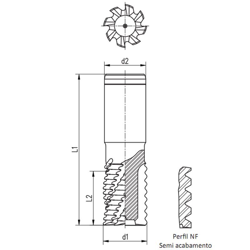 Fresa de Topo Tipo Chipmaster - Med. 17,0mm - Haste Cilíndrica, 4 Cortes, Din 844 a Nr - Aço Co 8 (m - 2