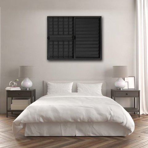 Janela Veneziana de Alumínio 3 Folhas 100x80cm com Grade Linha Modular Preto Esquadrias Bergamo