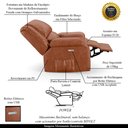 Ver imagem 3 de Poltrona do Papai Reclinável Sala de Cinema Madrid Elétrica Touch USB PU Caramelo Brilho G26 Gran Be