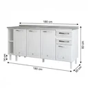 Ver imagem 4 de Balcão de Cozinha para Pia em Aço 4 Portas 2 Gavetas com Nichos 180cm Star New Branco