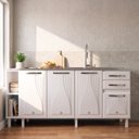 Ver imagem 1 de Balcão de Cozinha para Pia em Aço 4 Portas 2 Gavetas com Nichos 180cm Star New Branco