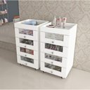 Ver mais imagens de Kit 2 Gaveteiros Carrinho de Maquiagem 4 Gavetas PE2009 Branco