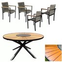 Ver imagem 1 de Jogo de Mesa 1,30m Zurick Madeira 4 Poltronas Corda Náutica Jantar Cinza
