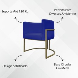 Poltrona Decorativa Recepção Luna Corino Base de Ferro Champagne - 3