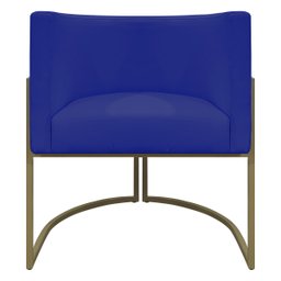 Poltrona Decorativa Recepção Luna Corino Base de Ferro Champagne - 5