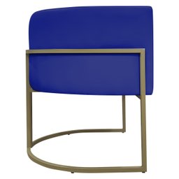Poltrona Decorativa Recepção Luna Corino Base de Ferro Champagne - 6