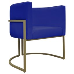 Poltrona Decorativa Recepção Luna Corino Base de Ferro Champagne - 1