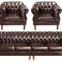 Ver imagem 1 de Sofá Duquesa Chesterfield Modulado 4 Lugares 2 Poltronas Decoração Sara Recepção Marrom Café