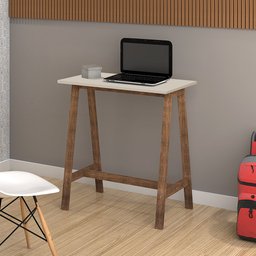 Mesa Compacta Home Office 76cm Base em Madeira - Off White - 1