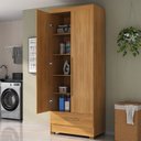Ver imagem 1 de Armário Multiuso 100% MDF 2 Portas 1 Gaveta Smart Espresso Móveis Marrom/Cinamomo