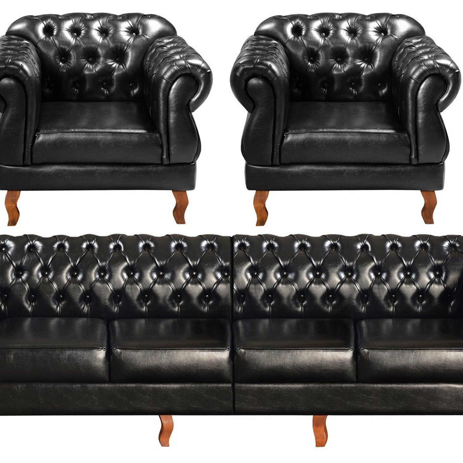 Sofá Duquesa Chesterfield Modulado 4 Lugares 2 Poltronas Decoração Sara Recepção - 1