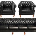 Ver imagem 1 de Sofá Duquesa Chesterfield Modulado 4 Lugares 2 Poltronas Decoração Sara Recepção Preto