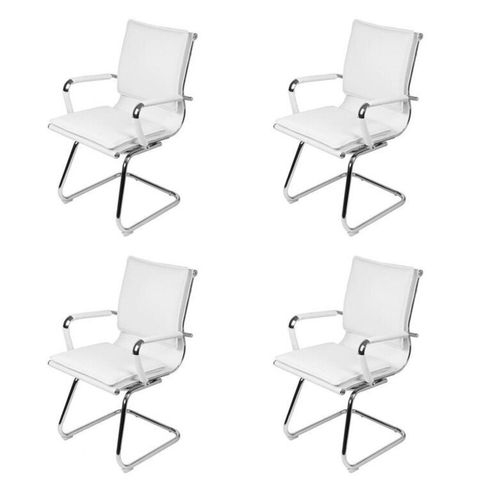 Kit 4 Cadeiras Escritorio Interlocutor Design Italiano com Relax Corino 3304 Branco