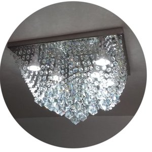 Lustre para Sala de Cristal Legítimo com Base de Aço Inox 40x40 Cm - Transparente