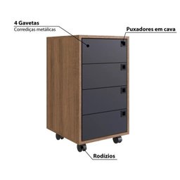 Kit 2 Gaveteiros 4 Gavetas Office  - 2