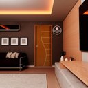 Ver imagem 5 de Kit com 2 Folhas de Porta Madeira Decorada 210x80cm Espessura 3,5cm Cantareira Marrom/Mogno MGM