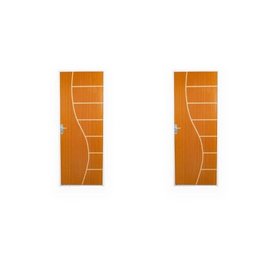 2 Kits Porta de Madeira Decorada 215x75cm com Batente de Aço 6cm Cantareira - 1