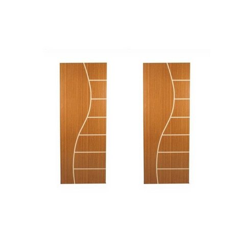 Kit com 2 Folhas de Porta Madeira Decorada 210x70cm Espessura 3,5cm Cantareira Marrom/Mogno MGM