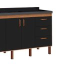 Ver imagem 2 de Armário Cozinha Pia Gabinete 174 Cm com 4 Portas e 3 Gavetas:avelato/preto