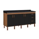 Ver imagem 1 de Armário Cozinha Pia Gabinete 174 Cm com 4 Portas e 3 Gavetas:avelato/preto