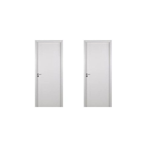 2 Kits Porta de Madeira Lisa 215x84cm com Batente de MDF Ultra 16cm Melamínico Abertura Direita Bran