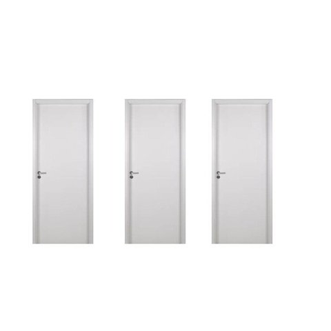 3 Kits Porta de Madeira Lisa 215x84cm com Batente de MDF Ultra 16cm Melamínico Branco MGM