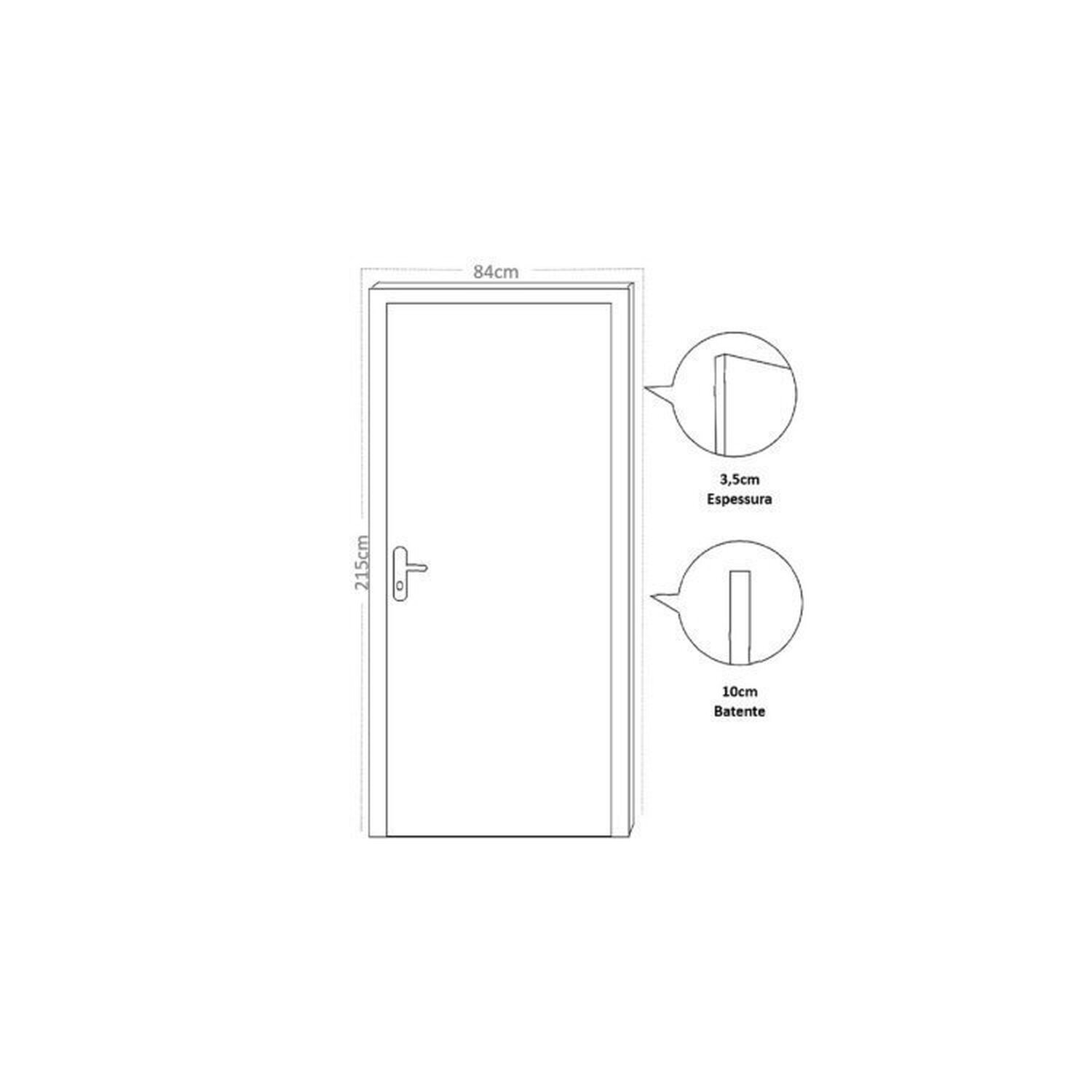 2 Kits Porta de Madeira Lisa 215x84cm com Batente de Mdf Ultra 10cm Melamínica - 5