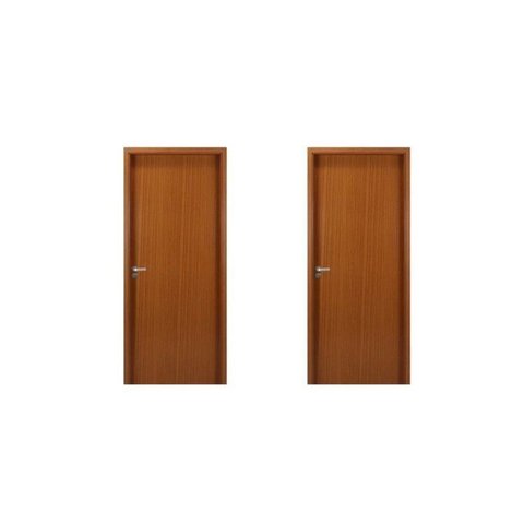 Kit 2 Portas Madeira Lisa 215x84cm com Batente MDF Ultra 10cm Mogno MGM