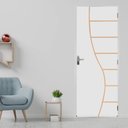 Ver imagem 2 de 2 Kits Porta de Madeira Decorada 215x75cm com Batente de Aço 06cm Cantareira Branco MGM