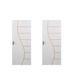 2 Kits Porta de Madeira Decorada 215x75cm com Batente de Aço 06cm Cantareira - 1
