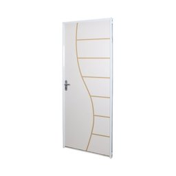 2 Kits Porta de Madeira Decorada 215x75cm com Batente de Aço 06cm Cantareira - 3