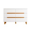 Ver imagem 2 de Cômoda Quarto 6 Gavetas 136 cm Puxador Cava e Pés 100% MDF Cor:Branco com Peroba