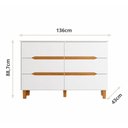Ver imagem 3 de Cômoda Quarto 6 Gavetas 136 cm Puxador Cava e Pés 100% MDF Cor:Branco com Peroba