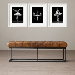 Kit 3 Quadros Grandes Bailarinas P&b - 60x48cm:moldura Branca - 1