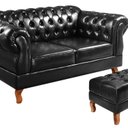 Ver imagem 2 de Namoradeira com Puff Duquesa Decorativo Chesterfield Capitonê Preto
